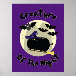 Póster Criatura de la pintura de un gato brujo de Hallowe