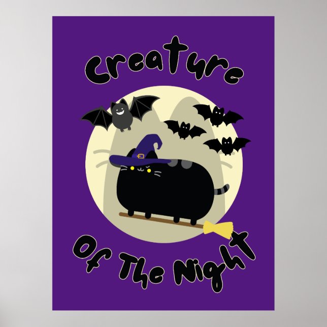 Póster Criatura de la pintura de un gato brujo de Hallowe (Frente)