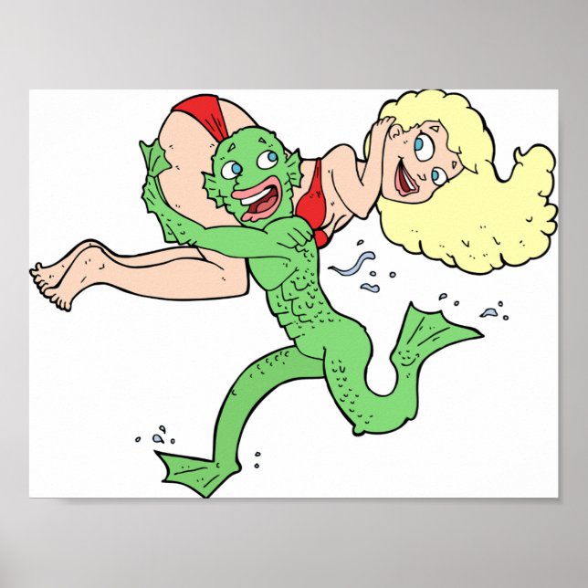 Póster Criatura de Laguna Llevando a Mujer (Frente)