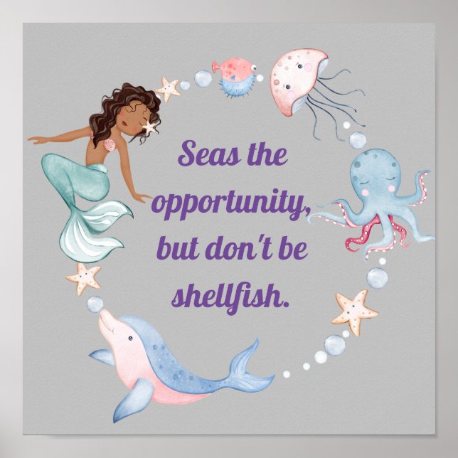 Póster Criatura del mar de actitud diciendo poster (Frente)