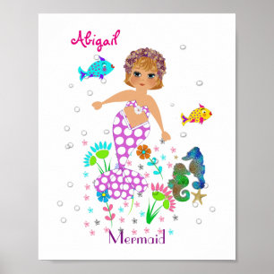 Póster Criaturas mágicas del mar de sirena imagen persona