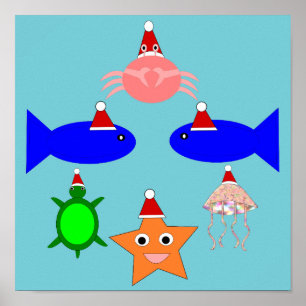 Póster Criaturas marinas de los navidades