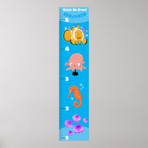 Póster Criaturas marinas de pescado fresco de mar de pers