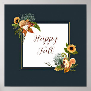 Póster Criaturas y naturaleza de otoño con texto personal