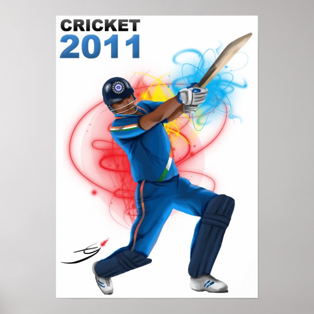 Póster Cricket 2011 - Apoyo a India (Frente)
