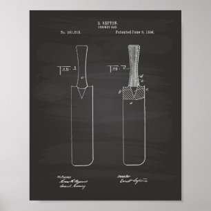 Póster Cricket Bat 1886 Patent Art Chalkboard