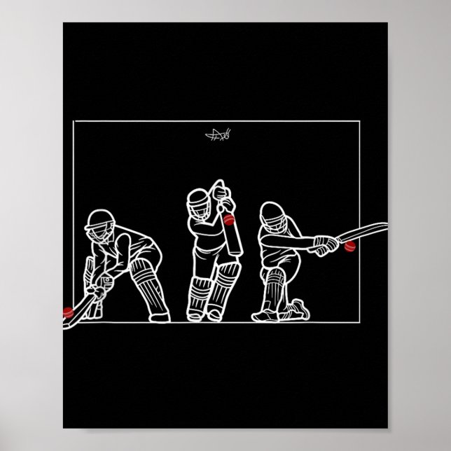 Póster Cricket Batting Funny Cricket Fan Gift Cricket  (Frente)