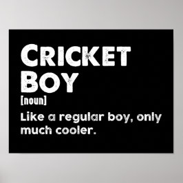 Póster Cricket Boy divertida definición del amante del cr