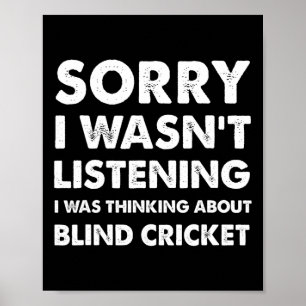 Póster Cricket ciego divertido Lo siento, no estaba escuc