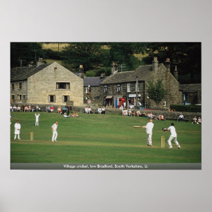 Póster Cricket de aldea, Bradford baja, South Yorkshire,