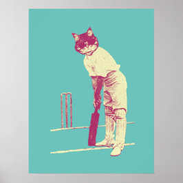 Póster cricket de gatos vintage