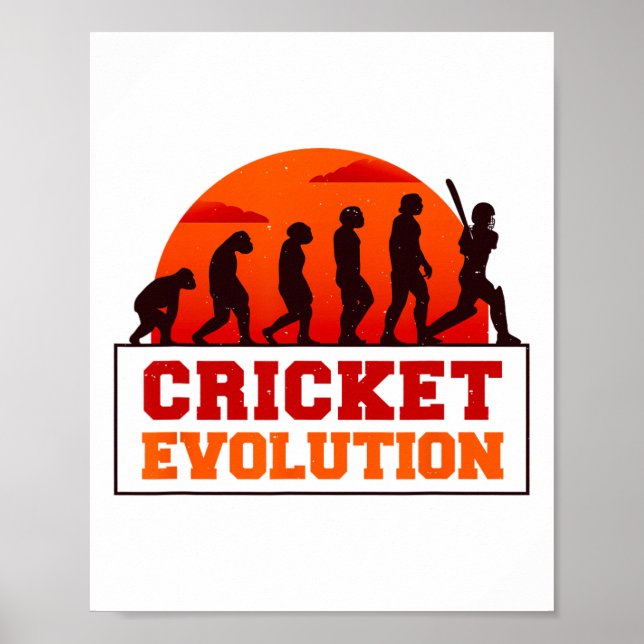 Póster Cricket Evolutionn Funny Sport Fan Cricketer Novel (Frente)
