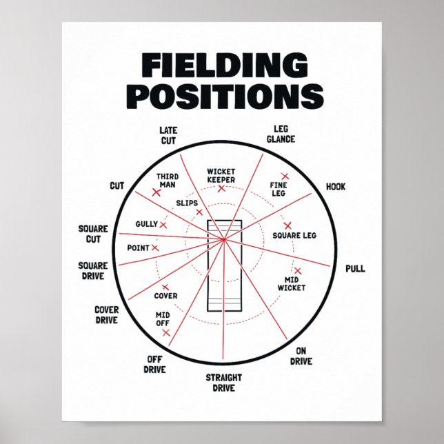 Póster Cricket Fielding Positions Shirt Fielder Cricket  (Frente)