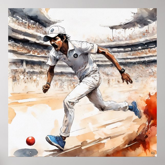 Póster Cricket indio - Archivo de papel de críquet (Frente)