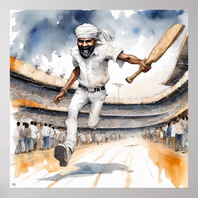 Póster Cricket indio - Archivo de papel de críquet (Frente)