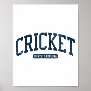 Póster Cricket North Carolina Nc Estilo Universitario