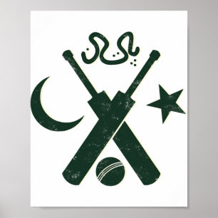 Póster Cricket Pakistán (estrella amarilla Urdu)