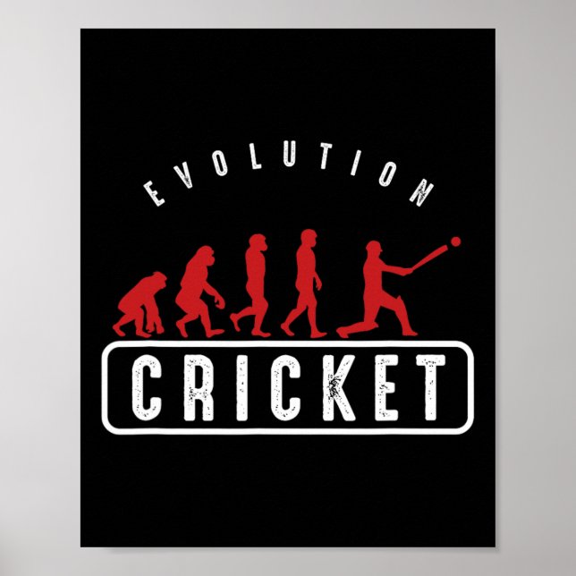 Póster Cricket Player Athletes Sports Coach Evolution Of  (Frente)