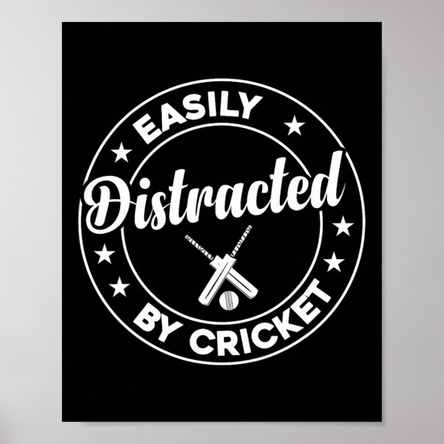 Póster Cricket Player Cricketing - Easily Distracted By C (Frente)