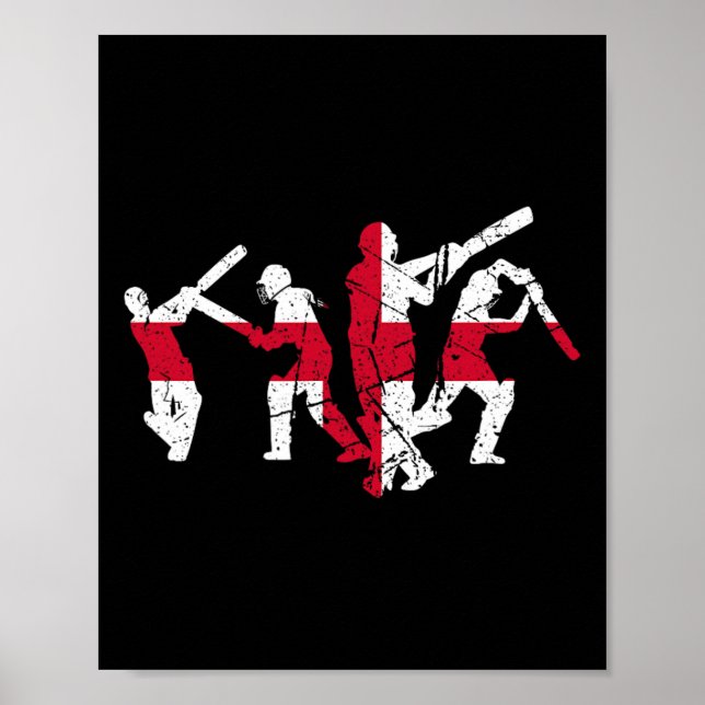 Póster Cricket Player Distressed  (Frente)