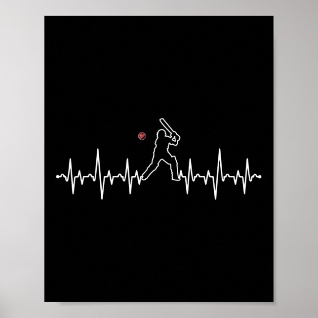 Póster Cricket Player Heartbeat Cricket Gift  (Frente)