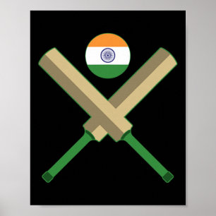 Póster Cricket T Cricket Ll Bandera india Cricket India