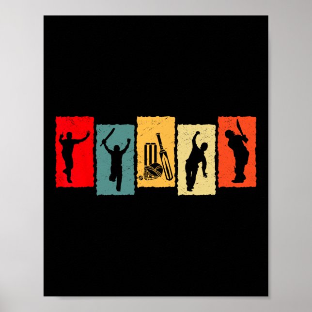 Póster Cricketero Antiguo Lanzador Retro  (Frente)