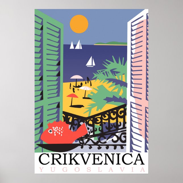 Póster Crikvenica, Yugoslavia, vista de ventana (Frente)