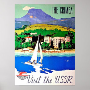 Póster Crimea, visita URSS, navegación, viaje soviético