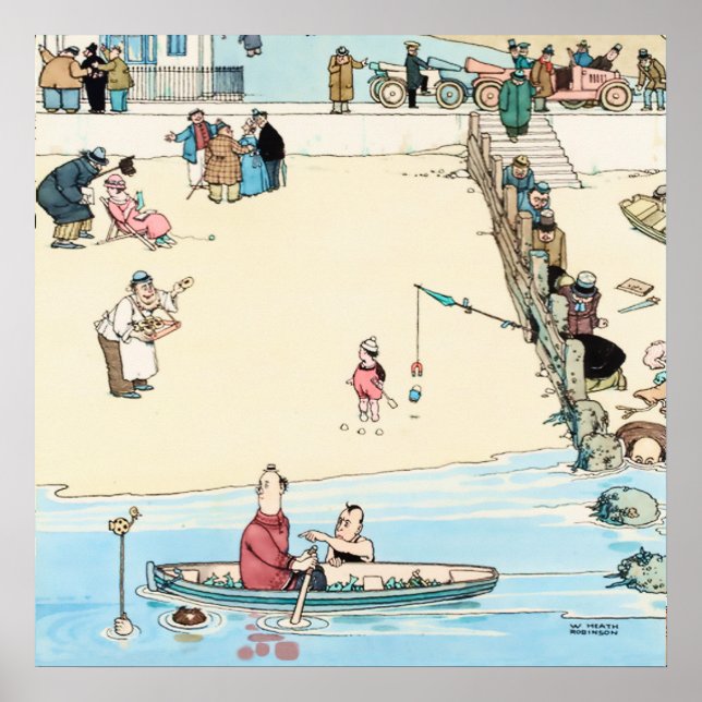 Póster “Crimen en la costa” de W Heath Robinson (Frente)