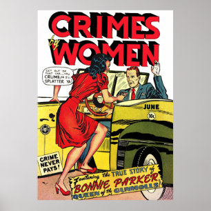 Póster Crímenes De Women_Bonnie Parker Historietas Vintag