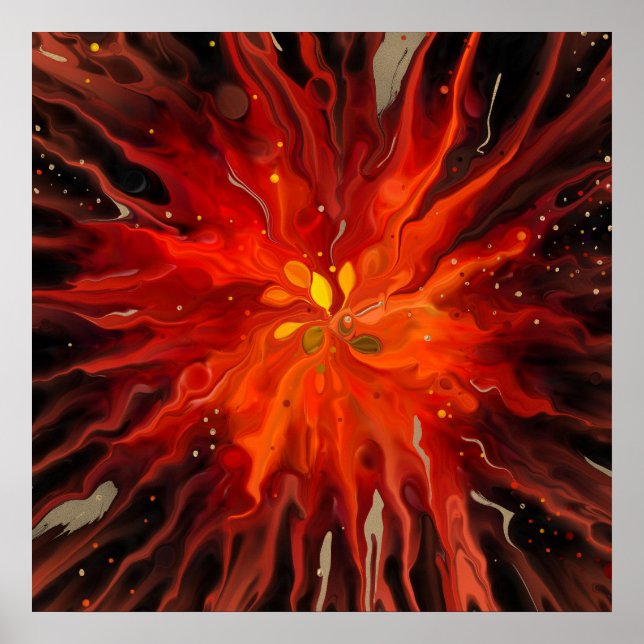 Póster Crimson Core – Fiery Abstract Energy Burst (Frente)