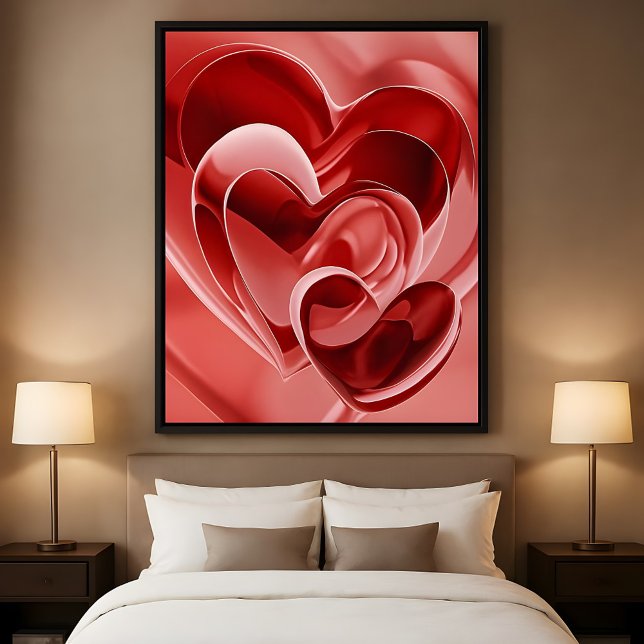 Póster Crimson Glass Hearts - Modern Abstract Love Art (Subido por el creador)