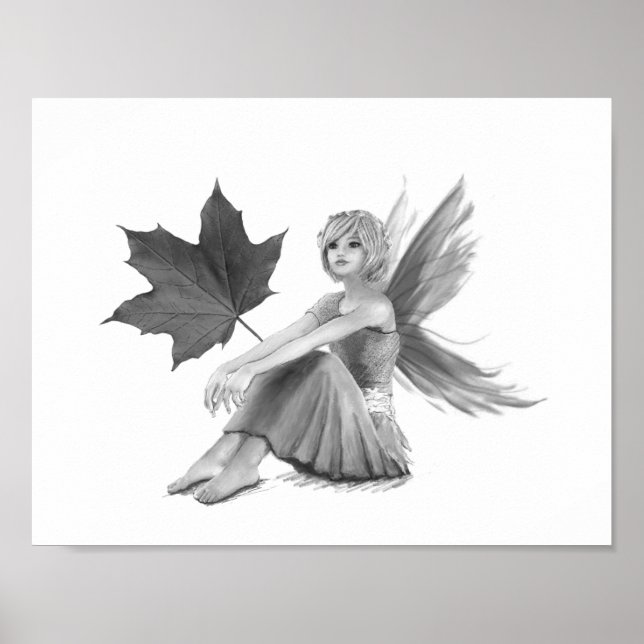 Póster Crimson King Maple Fairy con hoja (Frente)