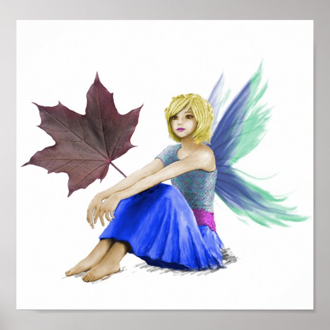 Póster Crimson King Maple Tree Fairy con hoja (Frente)