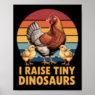 Póster Crío Dinosaurios Pequeños Amante de las Gallinas G