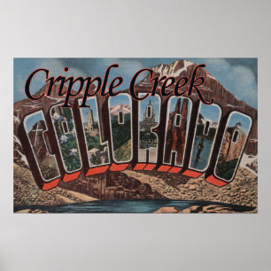 Póster Cripple Creek, Colorado - Escenas de letras grande