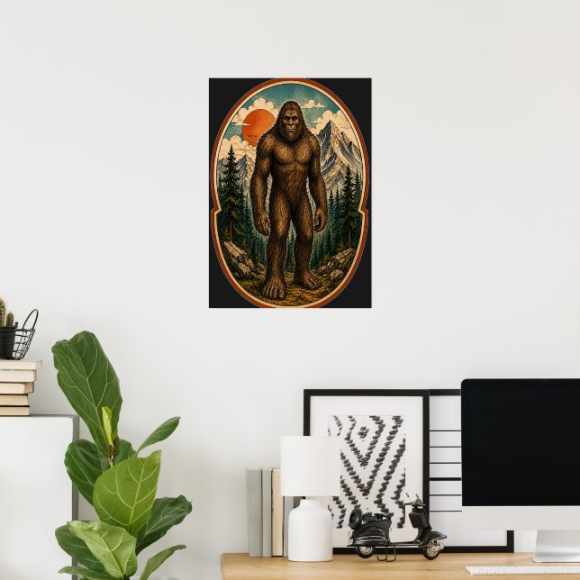 Póster Cripta de Acuarela del Guardián de la Montaña Bigf (Oficina en casa)