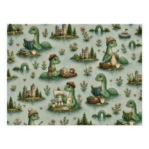 Póster Criptídeos Acogedores Nessie Monstruo del Lago Nes
