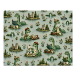 Póster Criptídeos Acogedores Nessie Monstruo del Lago Nes