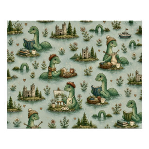 Póster Criptídeos Acogedores Nessie Monstruo del Lago Nes