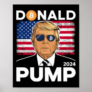 Póster Cripto de Trump 2024, gracioso moneda de Bitcoin