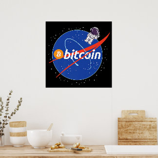 Póster Cripto espacial de moda de Bitcoin Astronauta