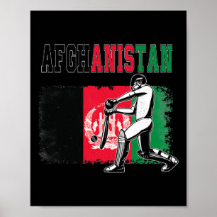 Póster Críquet Con Equipo De La Bandera De Afganistán Fan