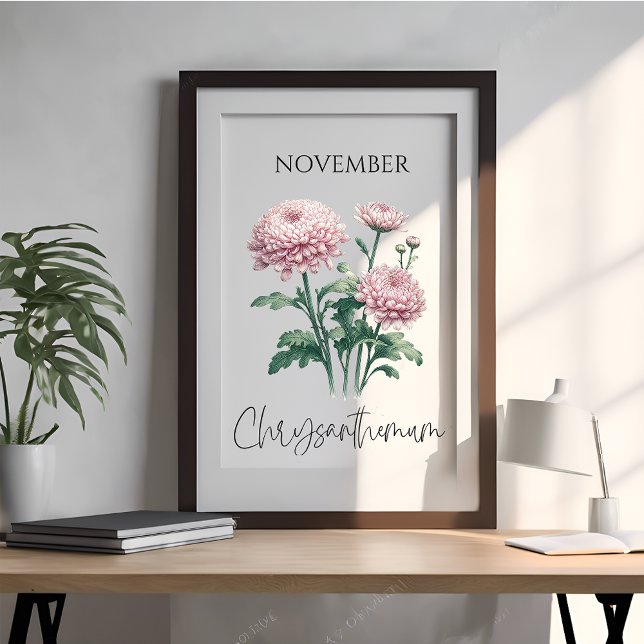 Póster crisantemo floral del mes de nacimiento de noviemb (Subido por el creador)