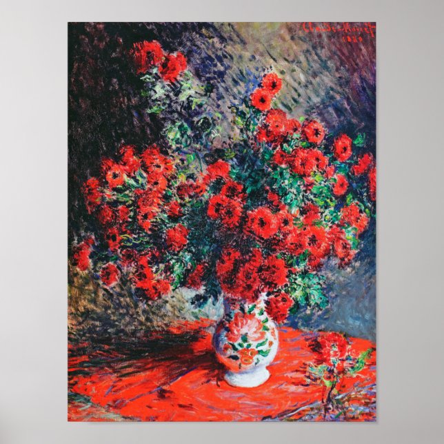 Póster Crisantemo Rojo, Monet (Frente)