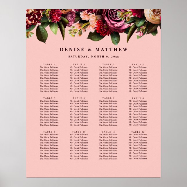 Póster Crisantemo Romántico sobre Rosa Telaraña (Frente)