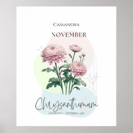 Póster Crisantemos Flor de nacimiento para noviembre
