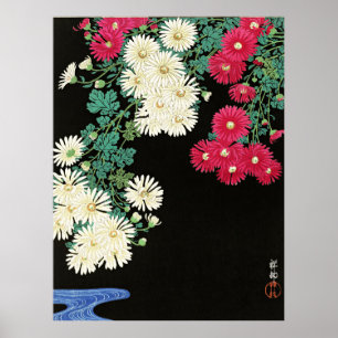 Póster Crisantemos, hermosa pintura de Ohara Koson
