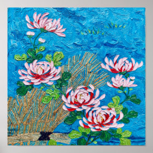 Póster Crisantemos japoneses después de Van Gogh